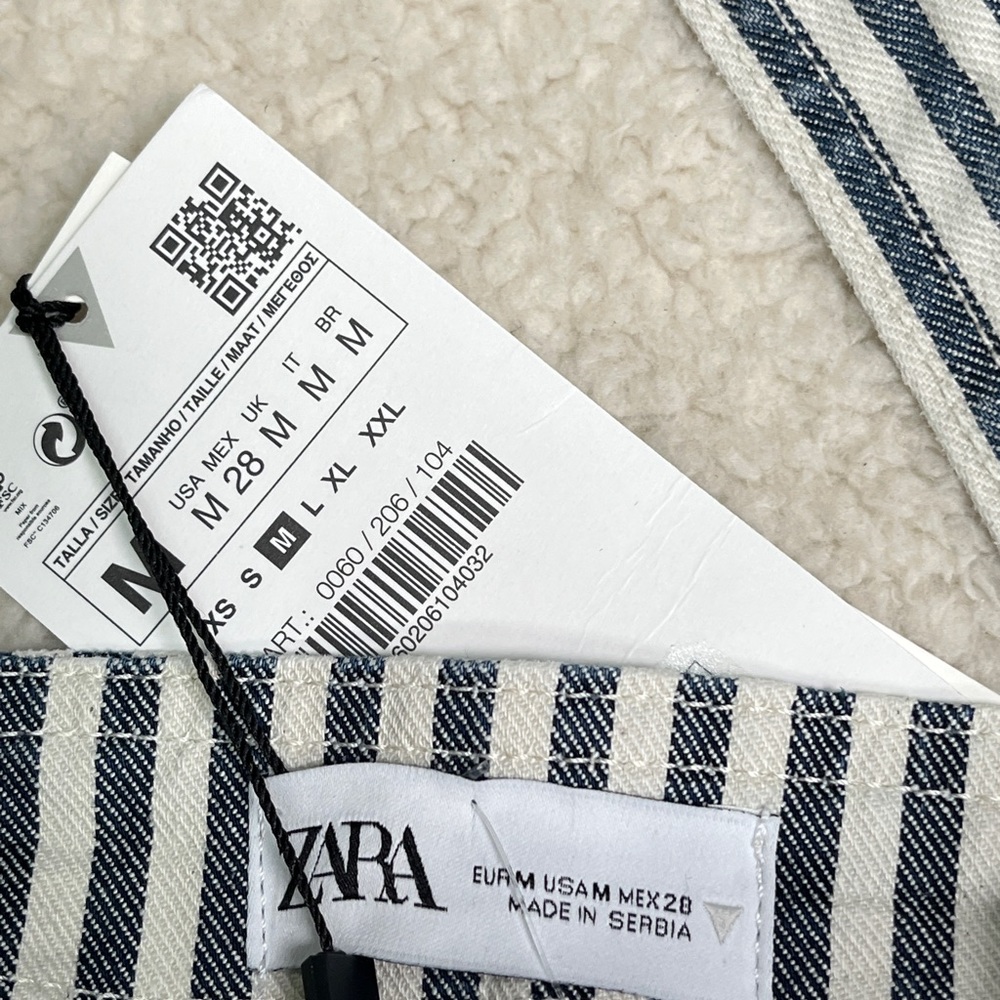 ZARA Join Life Striped Ticking Denim Bra Top Sexy JR Blogger’s Fave NWT - Picture 3 of 5